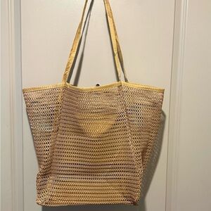 Stylish Tan Mesh Tote Bag